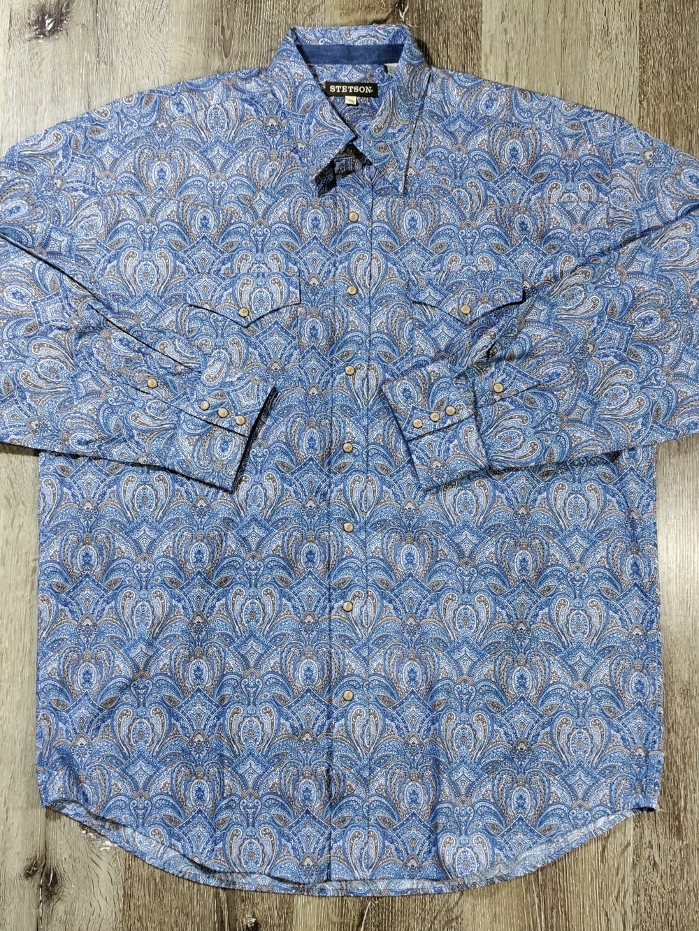 Stetson Blue Paisley Snap Western Shirt